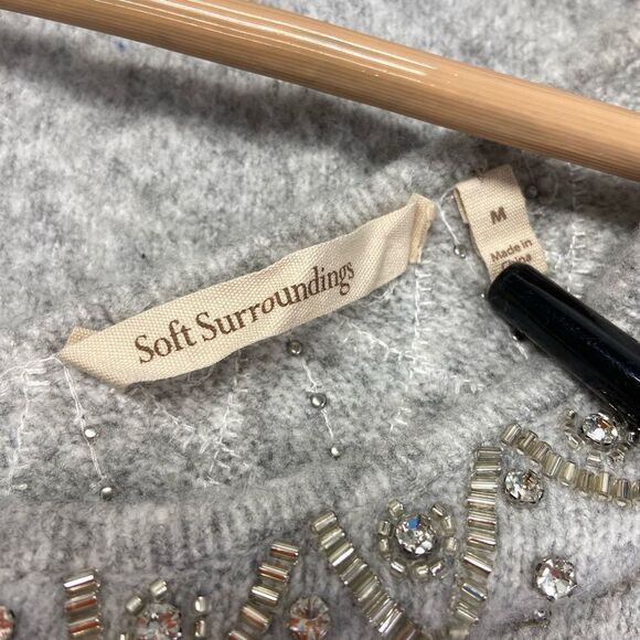 Soft Surroundings Gray Sweater with Silver Beading Size Medium - Picture 7 of 7